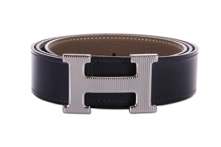 HERMES(愛馬仕) 銀色豎紋H扣黑/灰兩面腰帶90#【正品 價(jià)格 圖片】寺庫(kù)