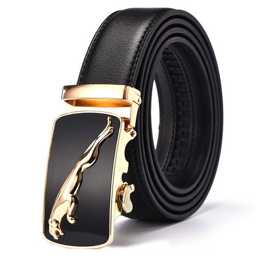 男士皮帶真皮自動扣腰帶捷豹青年中年百搭潮褲腰帶