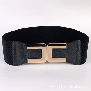 女士時尚U型對扣腰帶松緊腰帶彈力松緊腰封寬裝飾束腰腰帶批發