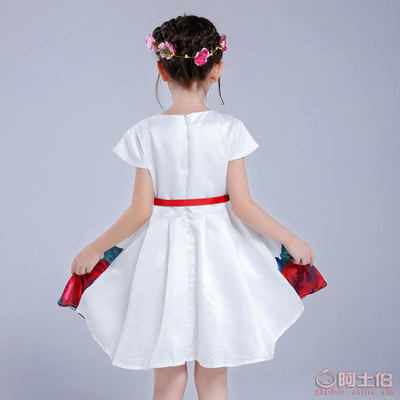 【belle maison韓國童裙夏季短袖女童腰帶印花連衣裙蓬蓬公主禮服童裙廠家批發腰帶花朵半袖裙】永康市古山安安童裝店 - 產品庫